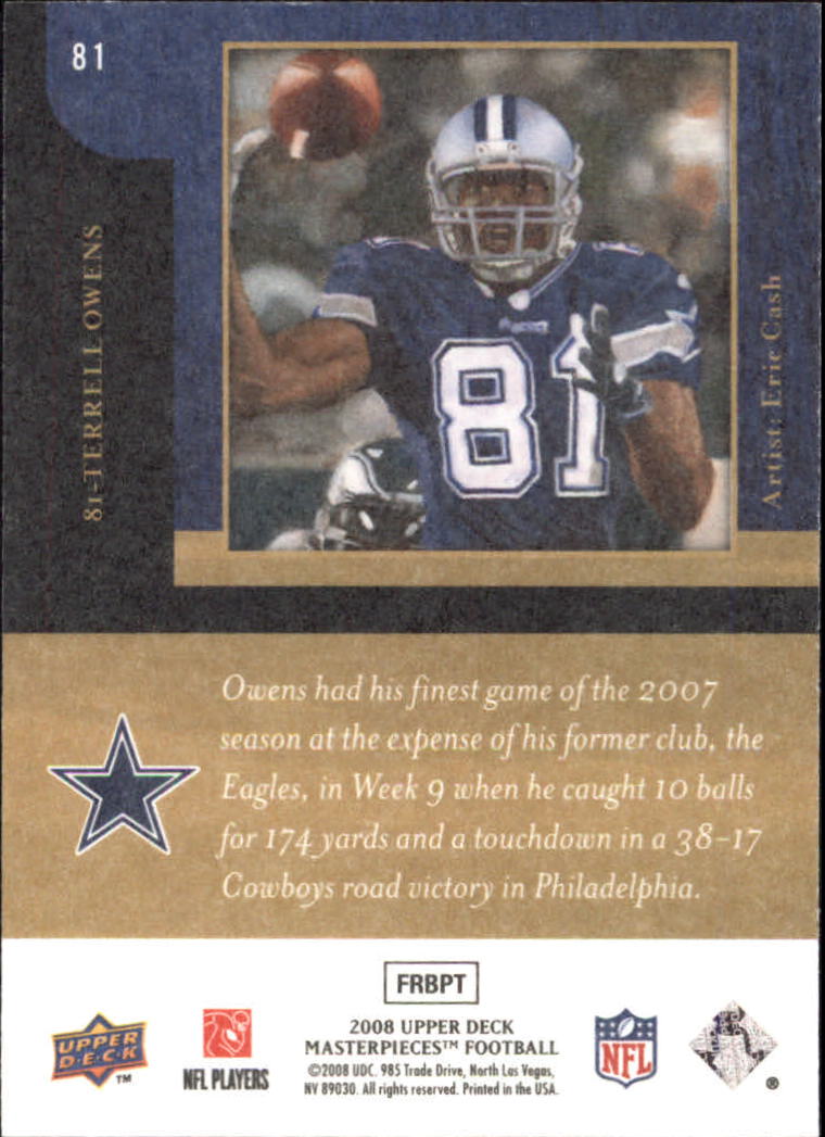 2008 Masterpieces (Upper Deck) Football "Main Set" Cards #1 to #110 - Picture 155 of 185