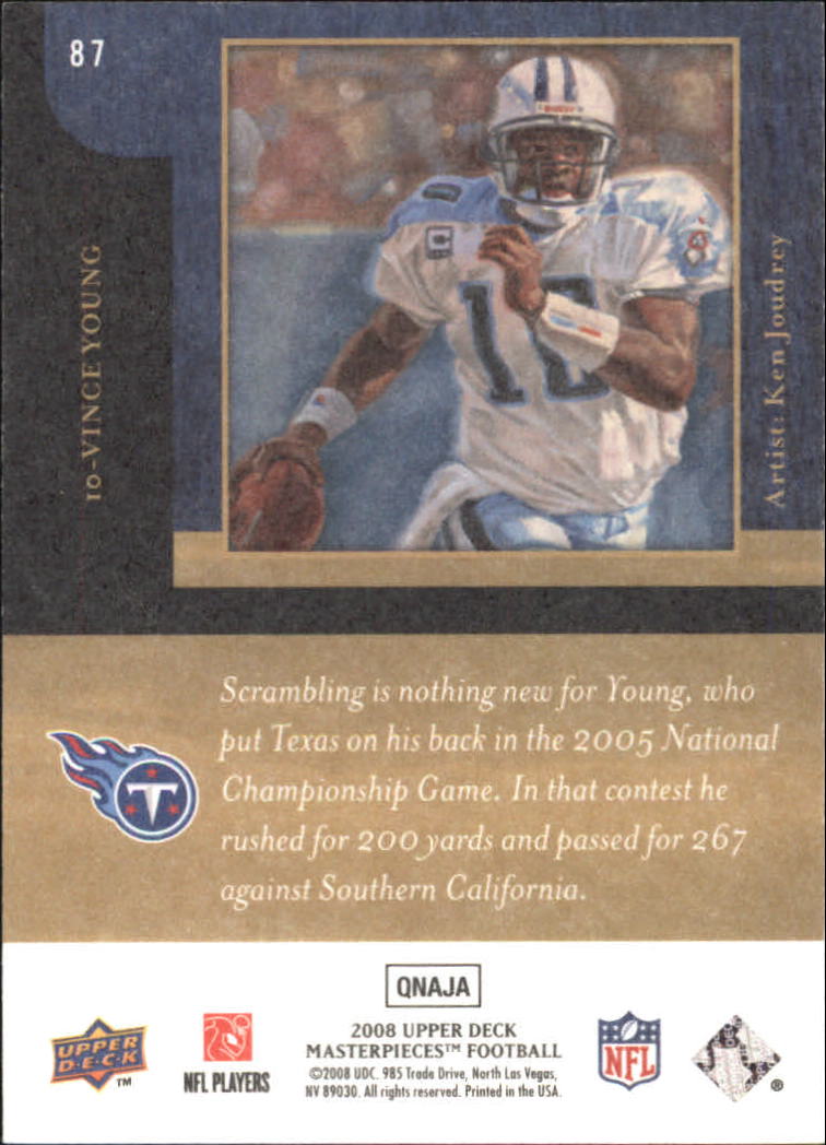 2008 Masterpieces (Upper Deck) Football "Main Set" Cards #1 to #110 - Picture 167 of 185