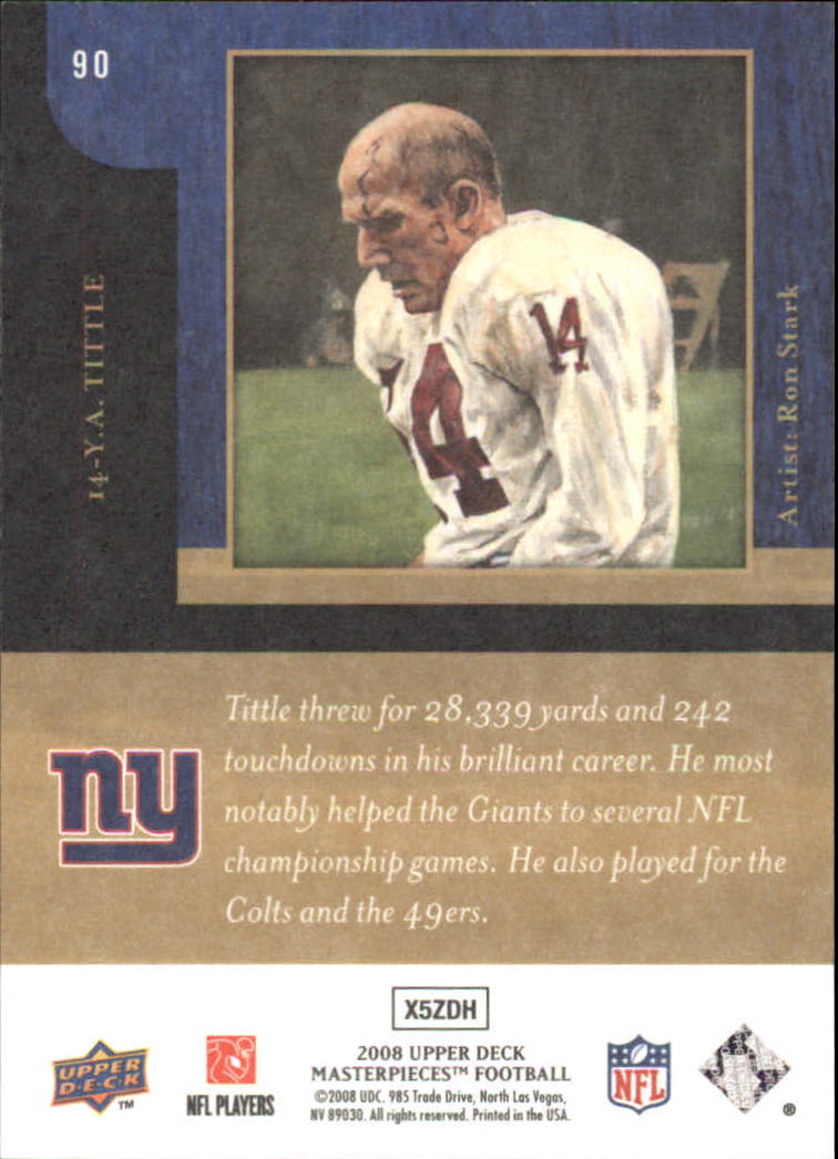 2008 Masterpieces (Upper Deck) Football "Main Set" Cards #1 to #110 - Picture 173 of 185