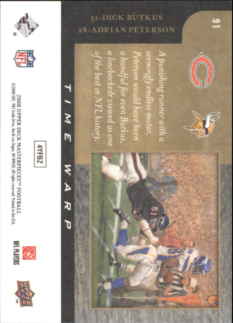 2008 Masterpieces (Upper Deck) Football "Main Set" Cards #1 to #110 - Picture 175 of 185