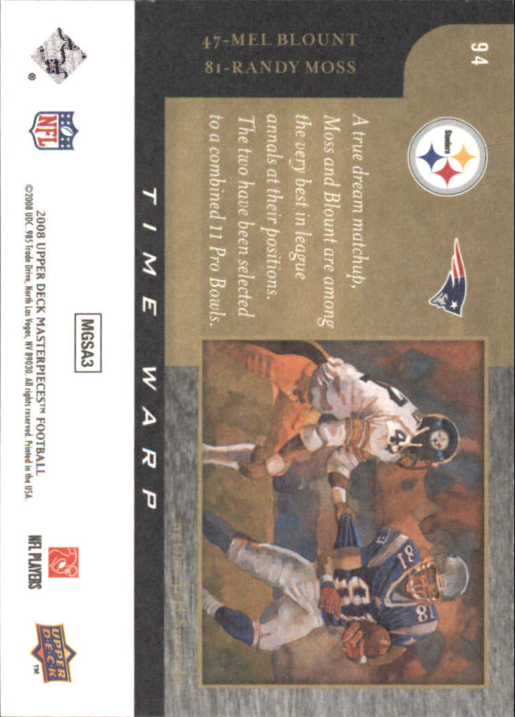 2008 Masterpieces (Upper Deck) Football "Main Set" Cards #1 to #110 - Picture 177 of 185