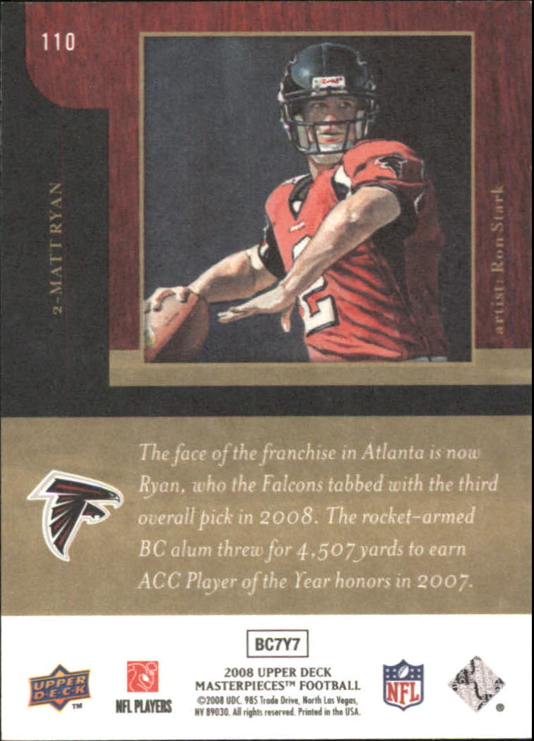 2008 Masterpieces (Upper Deck) Football "Main Set" Cards #1 to #110 - Picture 185 of 185