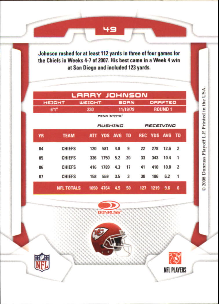 2008 Leaf Rookies and Stars #49 Larry Johnson back image