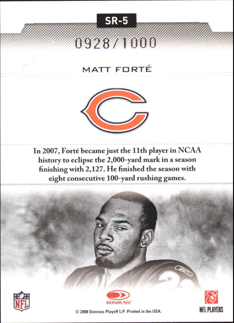 2008 Leaf Rookies and Stars Studio Rookies #5 Matt Forte back image