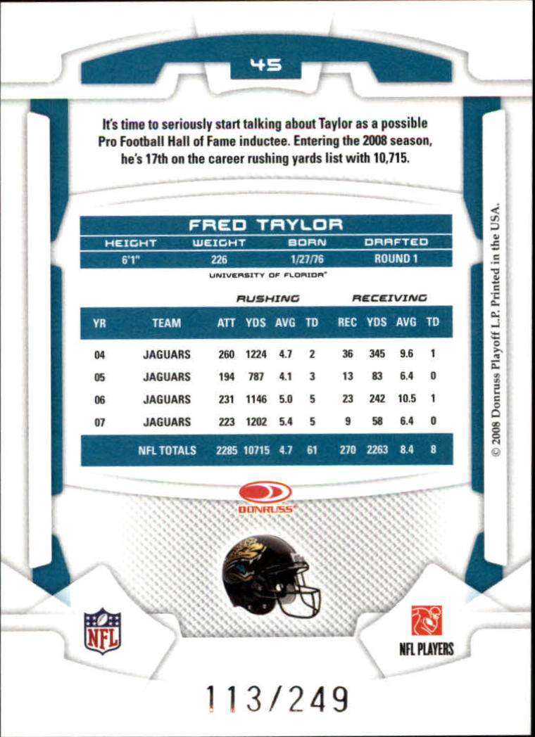 2008 Leaf Rookies and Stars Longevity Ruby #45 Fred Taylor back image