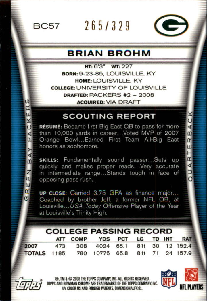 A1135- 2008 Bowman Chrome FB Assorted Insert Cards -You Pick- 15+ FREE US SHIP - Picture 267 of 324