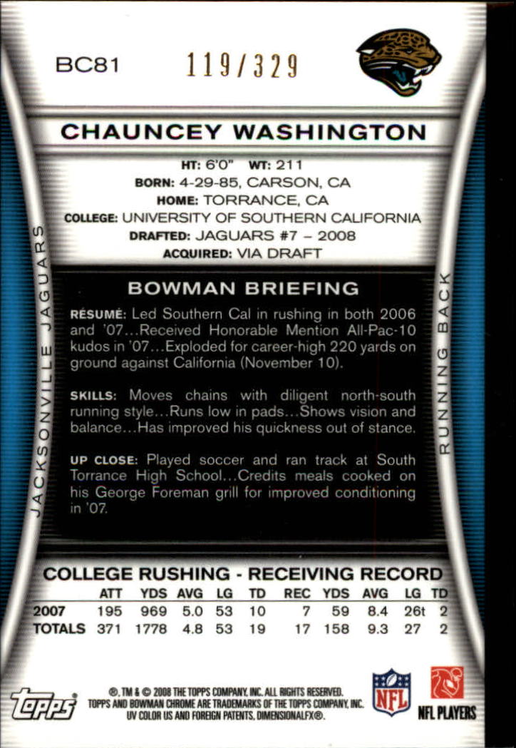 A1135- 2008 Bowman Chrome FB Assorted Insert Cards -You Pick- 15+ FREE US SHIP - Picture 301 of 324