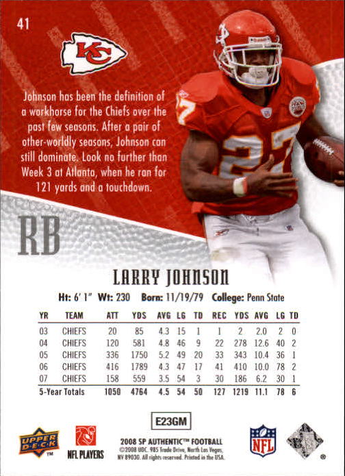 2008 SP Authentic #41 Larry Johnson back image