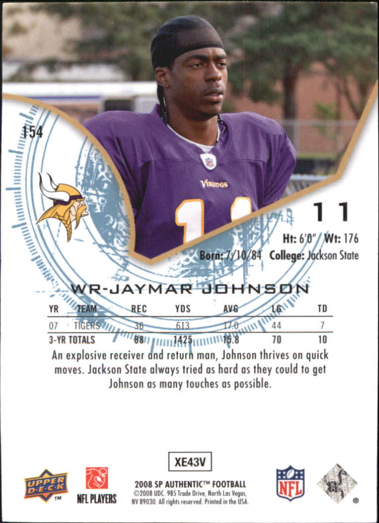 2008 SP Authentic #154 Jaymar Johnson RC back image