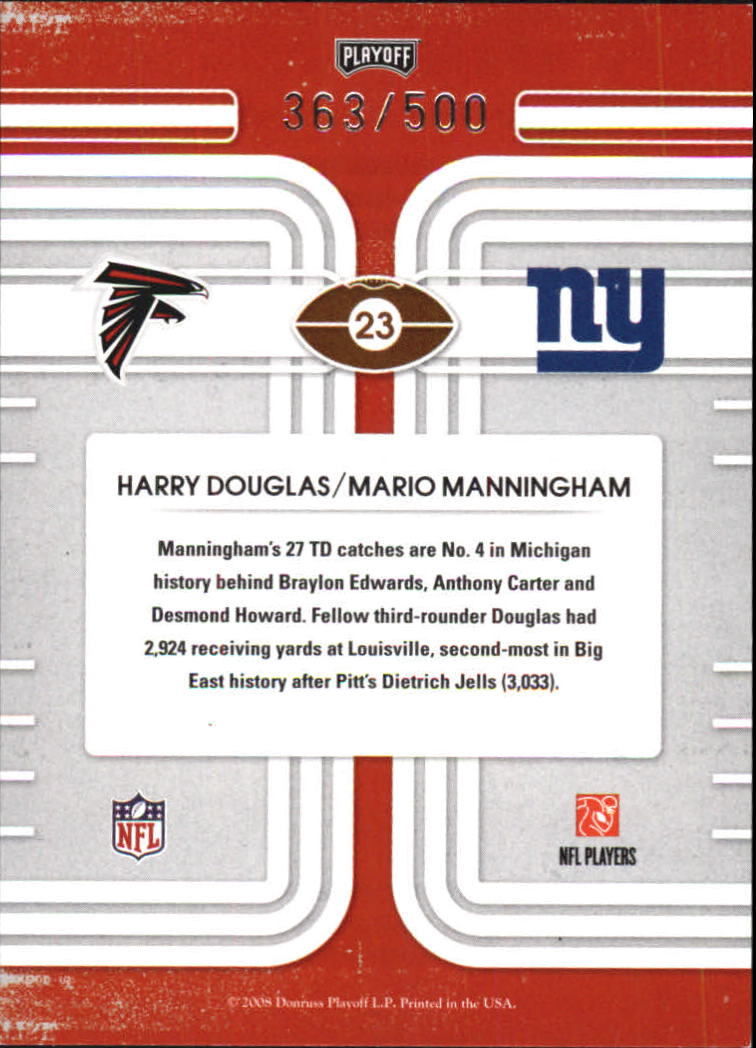 2008 Playoff Contenders Round Numbers #23 Harry Douglas/Mario Manningham back image