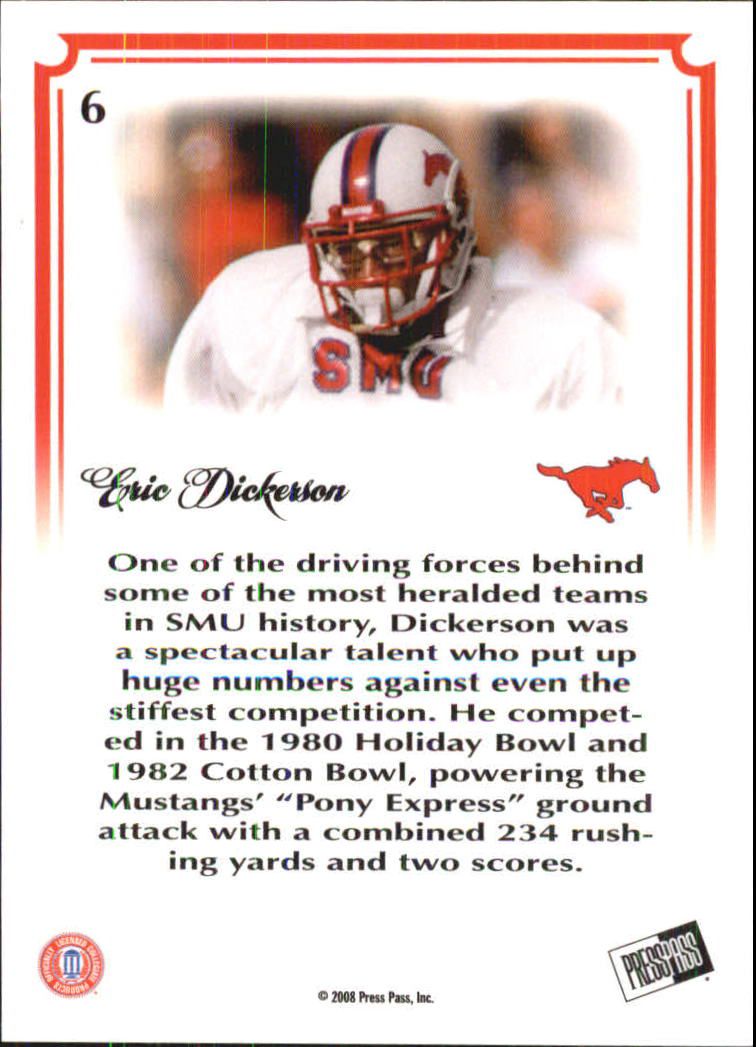 2008 Press Pass Legends Bowl Edition 20 Yard Line Red #6 Eric Dickerson back image