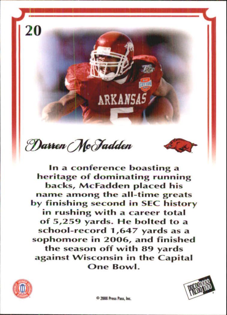 2008 Press Pass Legends Bowl Edition 20 Yard Line Red #20 Darren McFadden back image