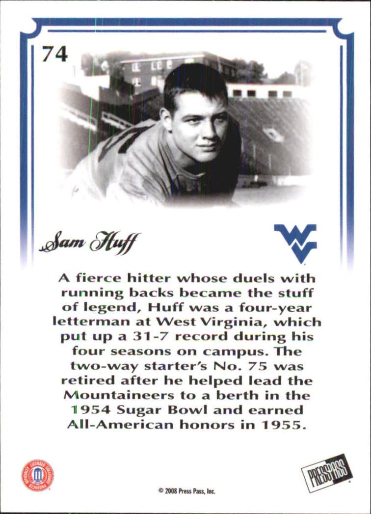 2008 Press Pass Legends Bowl Edition 20 Yard Line Red #74 Sam Huff back image