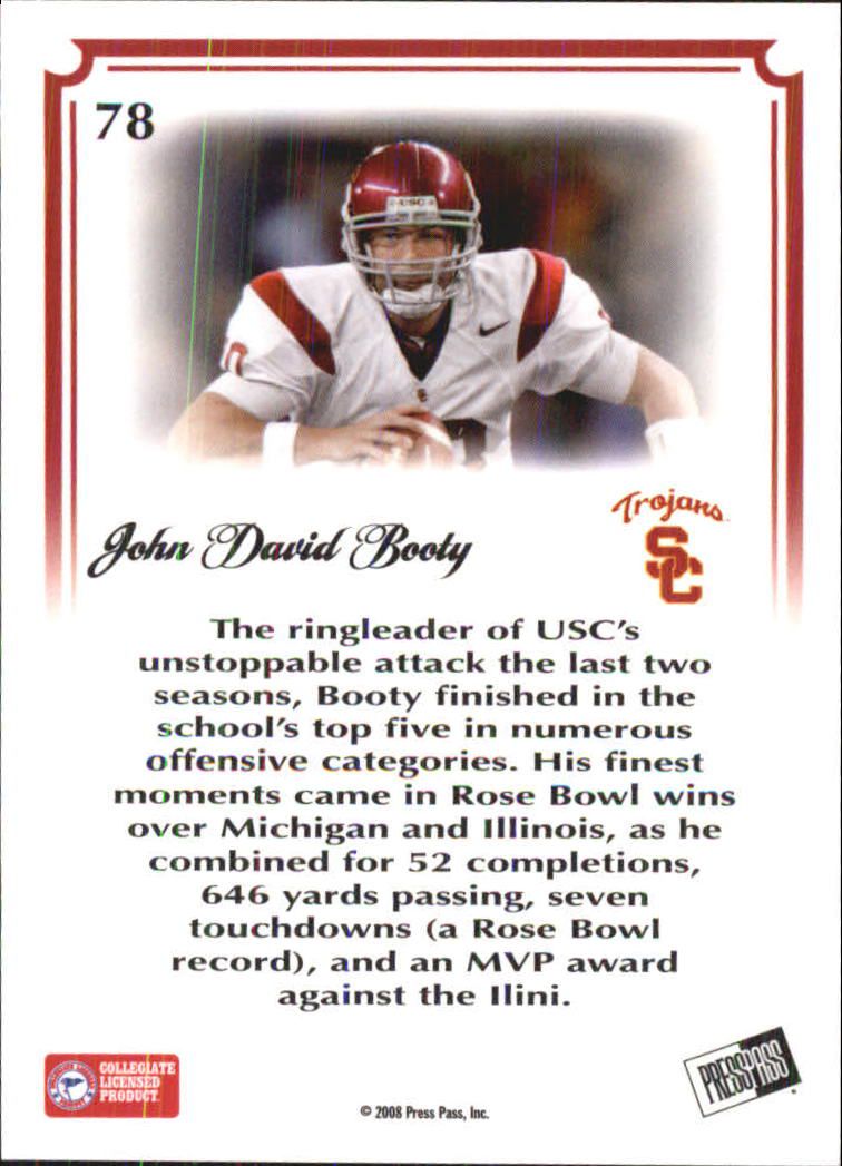 2008 Press Pass Legends Bowl Edition 20 Yard Line Red #78 John David Booty back image