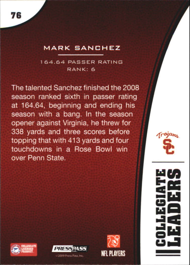 2009 Press Pass #76 Mark Sanchez LL back image