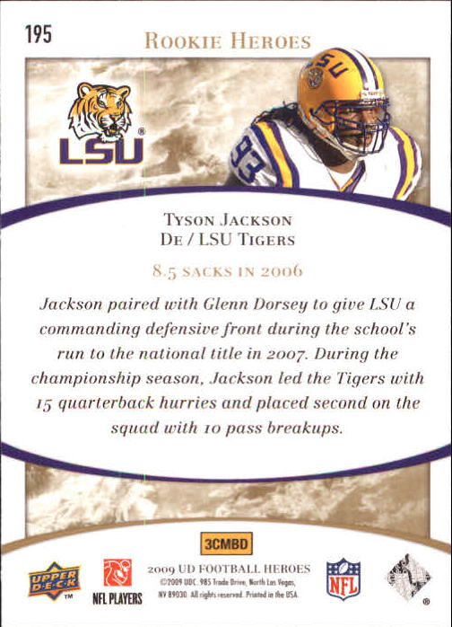 2009 Upper Deck Heroes #195 Tyson Jackson RC back image