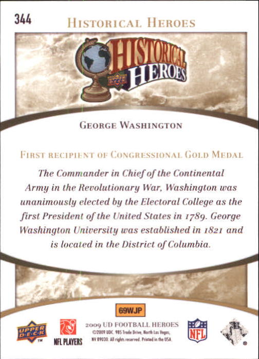 2009 Upper Deck Heroes #344 George Washington back image