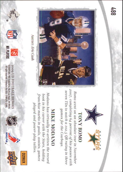 2009 Upper Deck Heroes #488 Mike Modano HH/Tony Romo back image