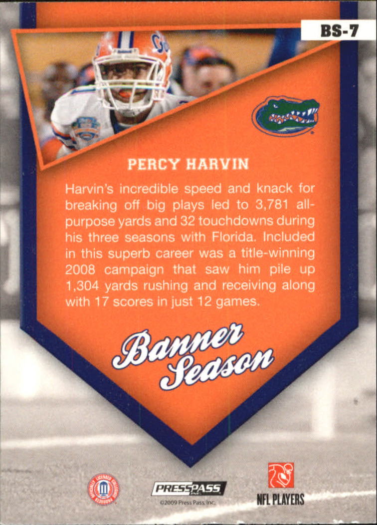 2009 Press Pass Banner Season #BS7 Percy Harvin back image