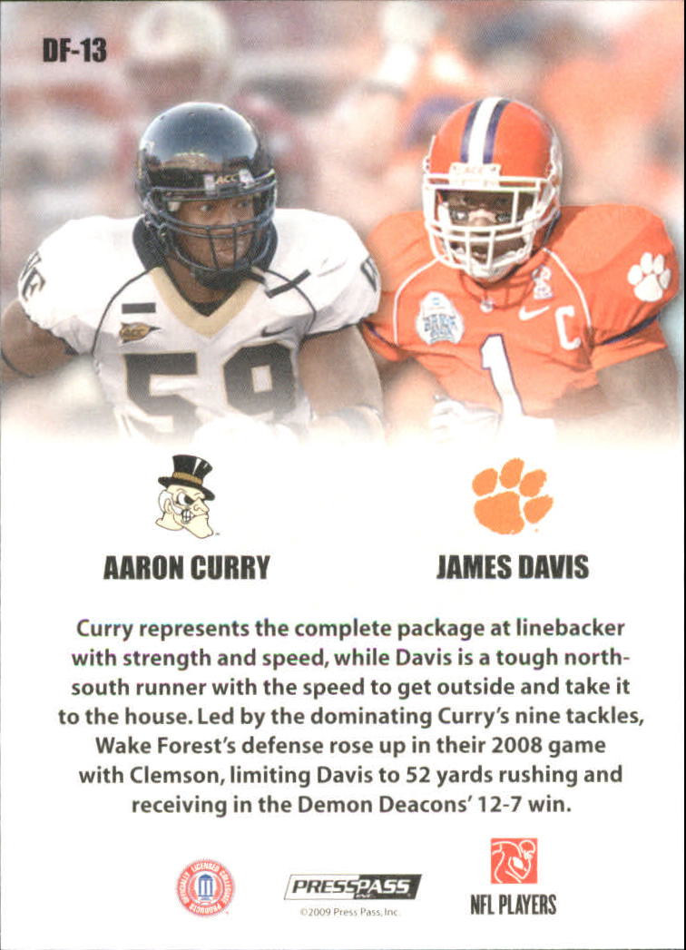 2009 Press Pass SE Double Feature #DF13 Aaron Curry/James Davis back image