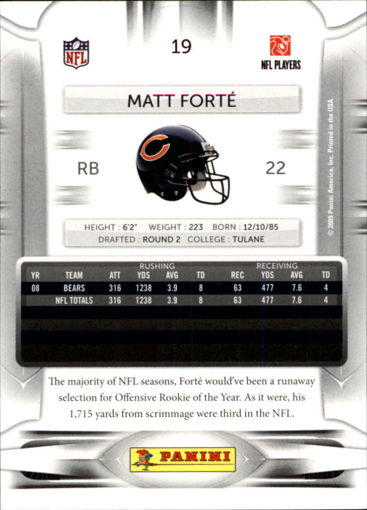 2009 Playoff Prestige #19 Matt Forte back image