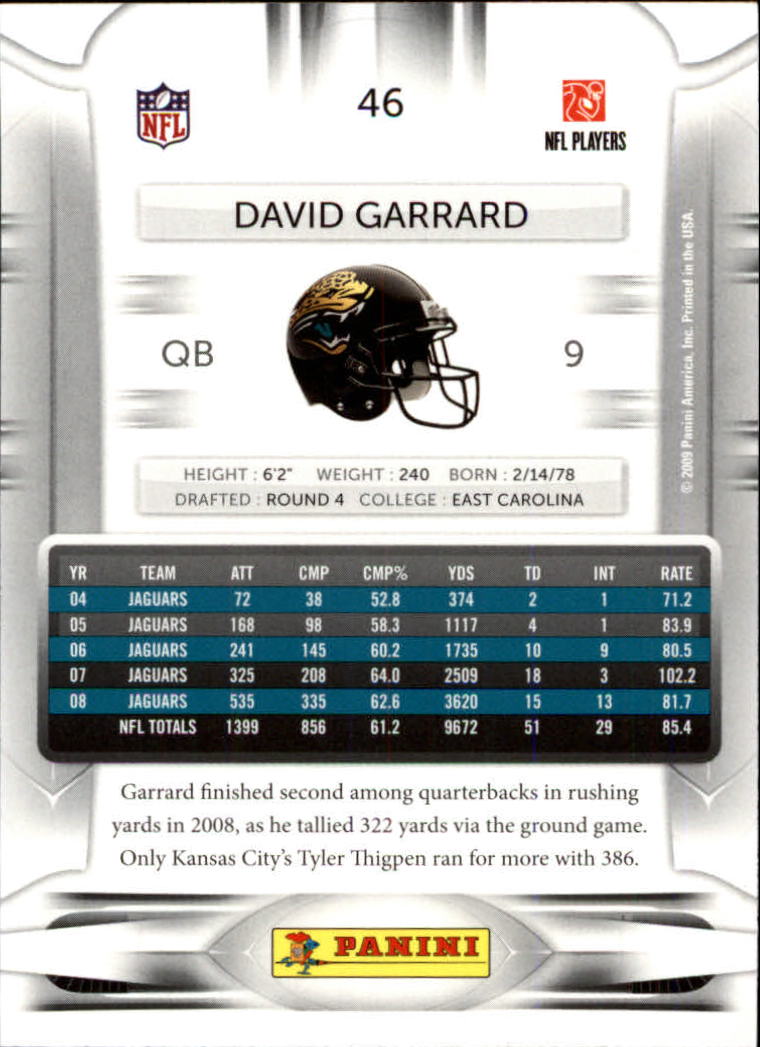 2009 Playoff Prestige #46 David Garrard back image