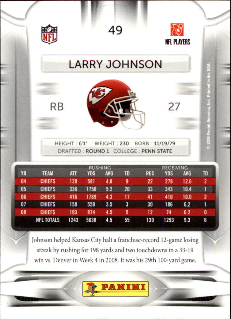 2009 Playoff Prestige #49 Larry Johnson back image