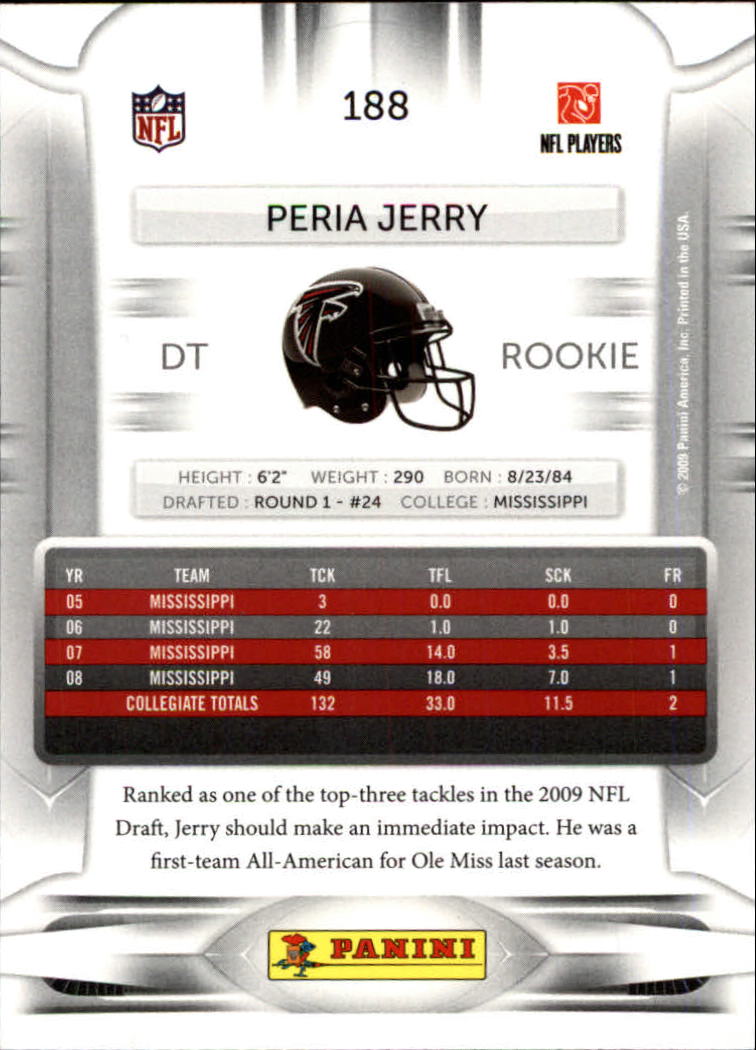 2009 Playoff Prestige #188 Peria Jerry RC back image