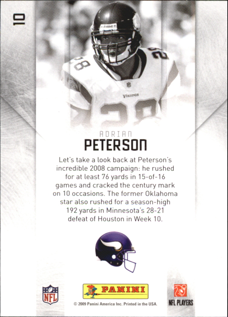 2009 Playoff Prestige Stars of the NFL #10 Adrian Peterson back image