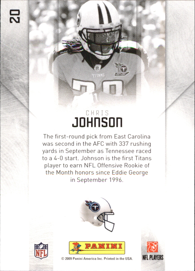 2009 Playoff Prestige Stars of the NFL #20 Chris Johnson back image