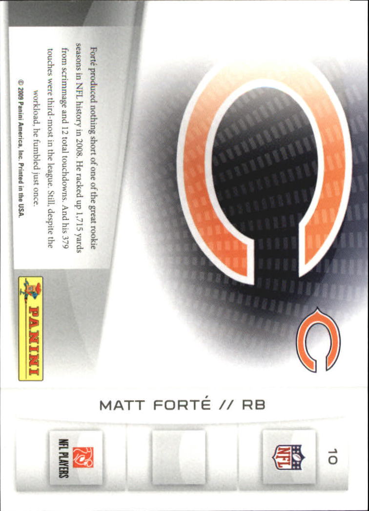 2009 Playoff Prestige TD Sensations #10 Matt Forte back image