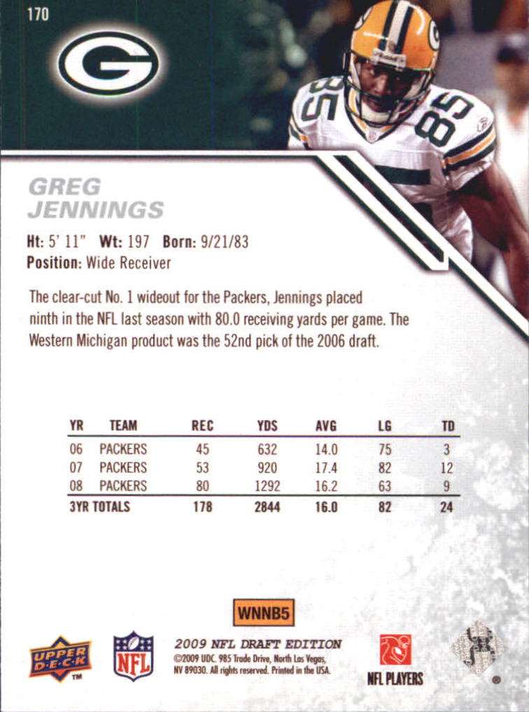 2009 Upper Deck Draft Edition #169 Aaron Rodgers back image