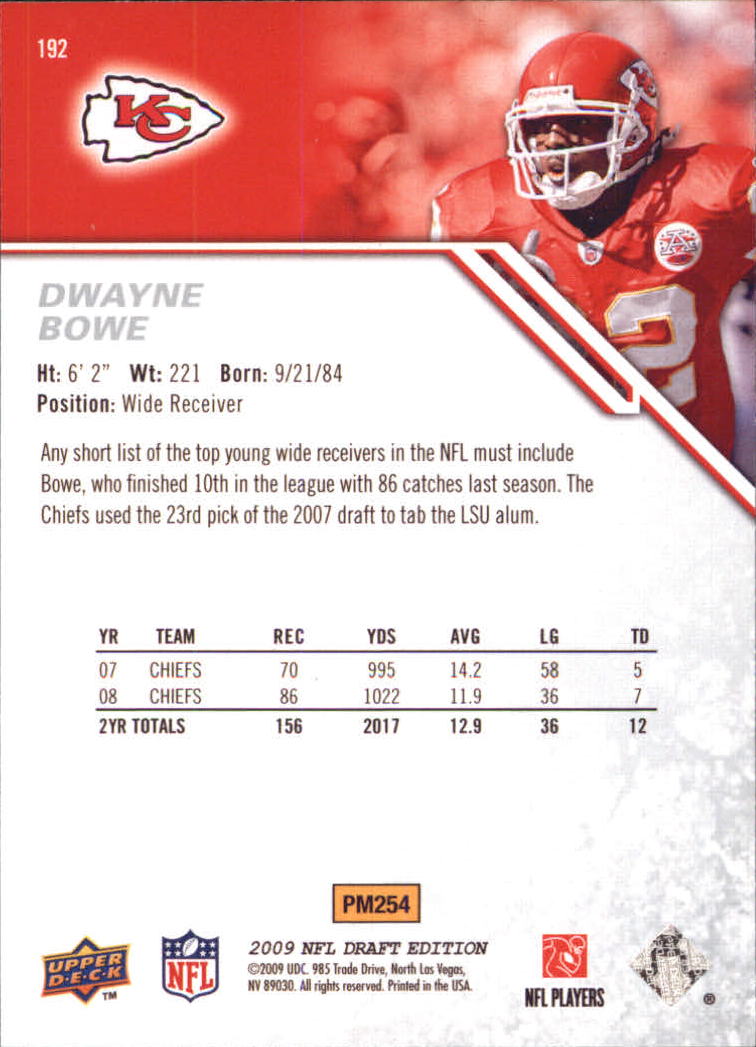 2009 Upper Deck Draft Edition #192 Dwayne Bowe back image