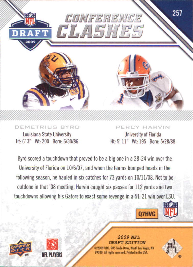 2009 Upper Deck Draft Edition #257 Demetrius Byrd/Percy Harvin/Conference Clashes back image