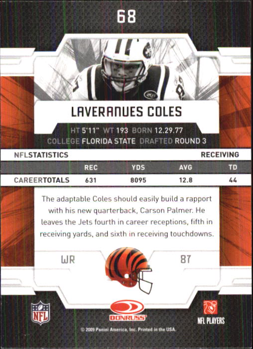 2009 Donruss Elite #68 Laveranues Coles back image
