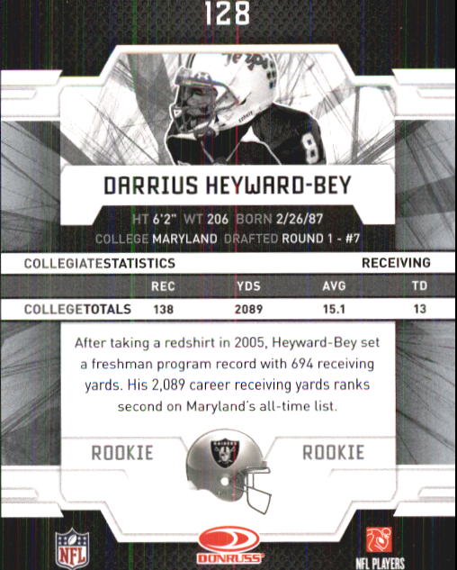 2009 Donruss Elite #128 Darrius Heyward-Bey RC back image