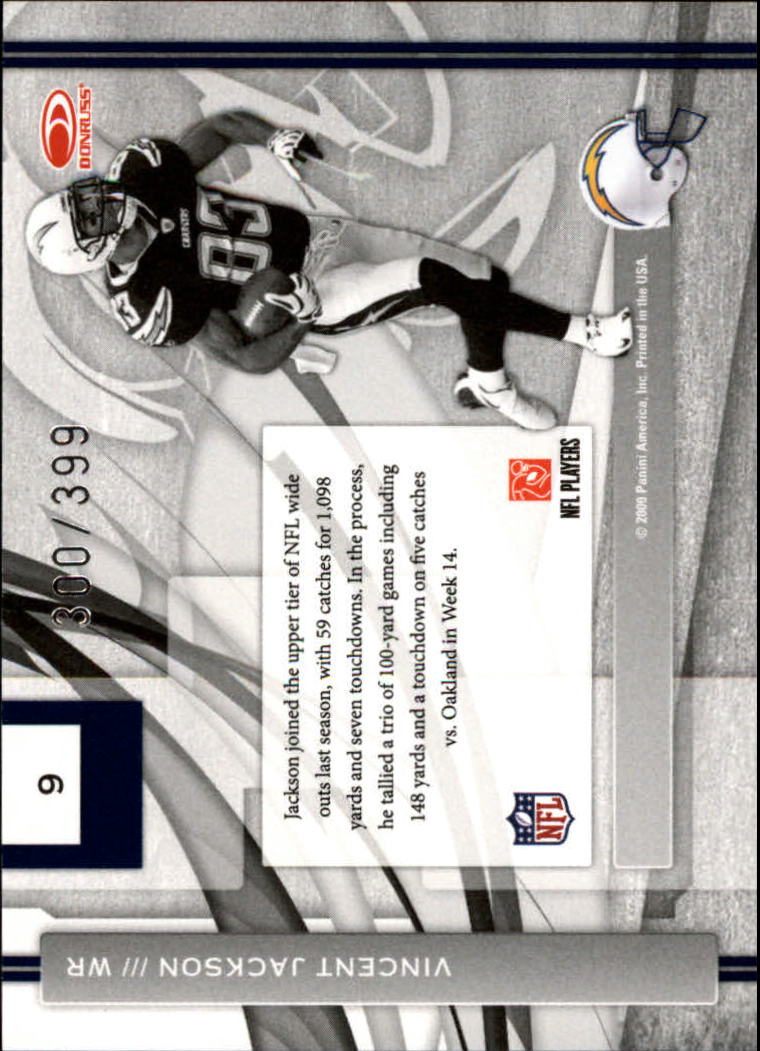 2009 Donruss Elite Zoning Commission Black #9 Vincent Jackson