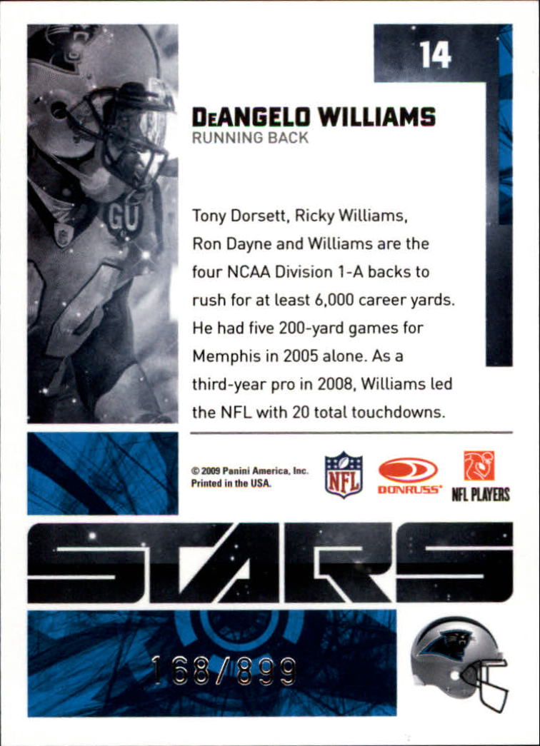 2009 Donruss Elite Stars Gold #14 DeAngelo Williams back image
