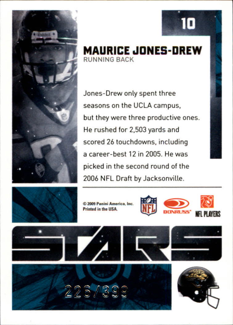 2009 Donruss Elite Stars Black #10 Maurice Jones-Drew back image