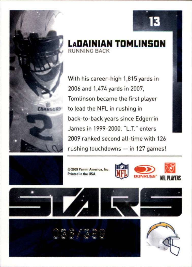 2009 Donruss Elite Stars Black #13 LaDainian Tomlinson back image