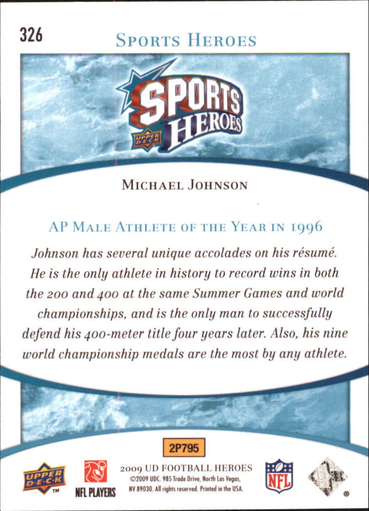 2009 Upper Deck Heroes Blue #326 Michael Johnson Track back image