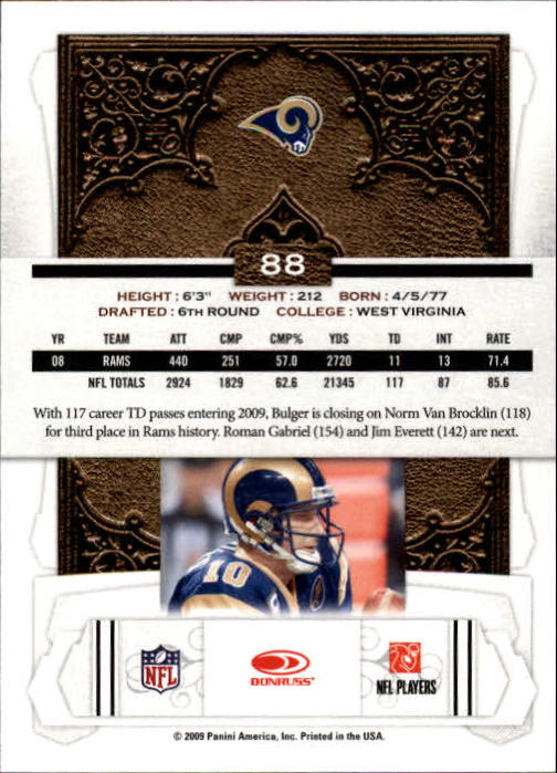 2009 Donruss Classics #88 Marc Bulger back image