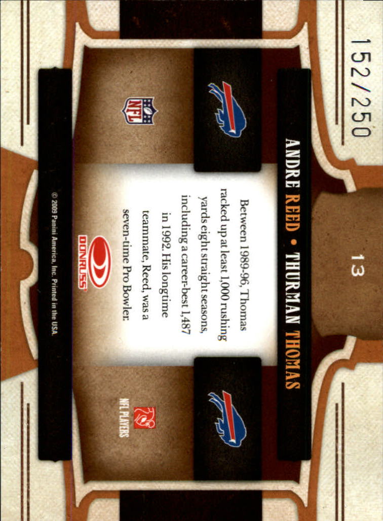 2009 Donruss Classics Classic Combos Silver #13 Andre Reed/Thurman Thomas