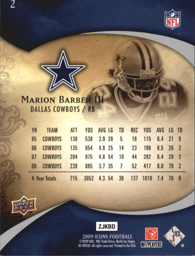 2009 Upper Deck Icons #2 Marion Barber back image