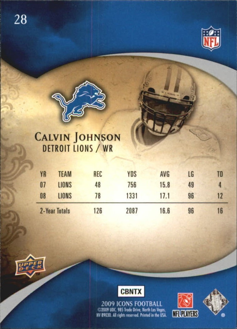2009 Upper Deck Icons #28 Calvin Johnson back image