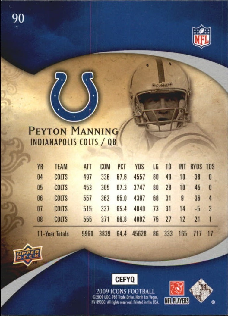 2009 Upper Deck Icons #90 Peyton Manning back image