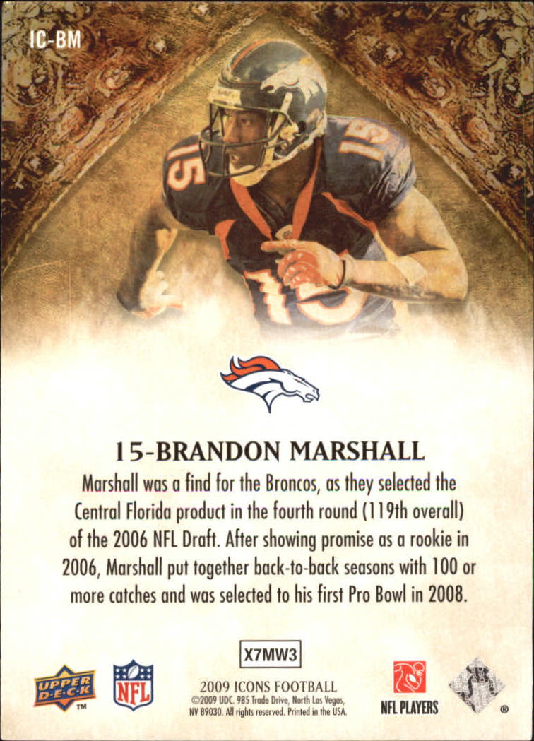 2009 Upper Deck Icons NFL Icons Silver #ICBM Brandon Marshall back image