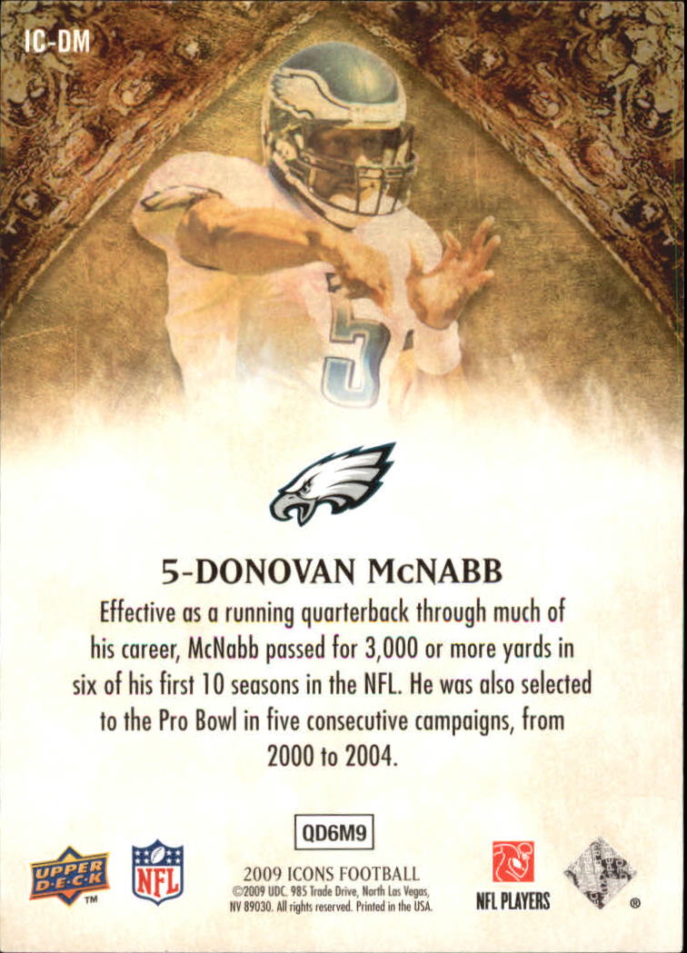 2009 Upper Deck Icons NFL Icons Silver #ICDM Donovan McNabb back image
