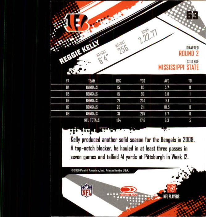 2009 Score #63 Reggie Kelly back image
