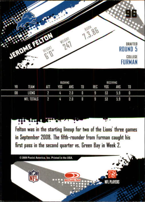 2009 Score #96 Jerome Felton back image